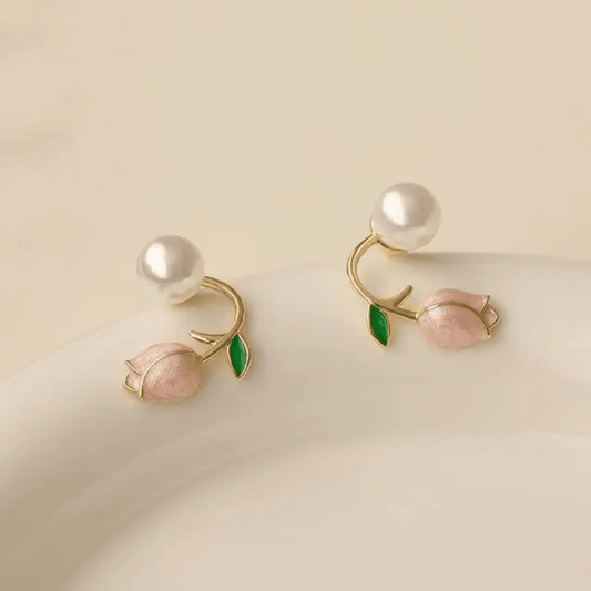 Korean Daisy Pearl Stud Earrings