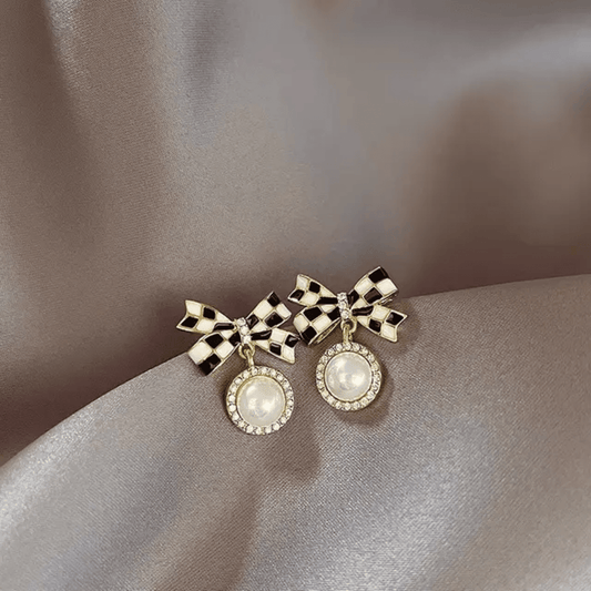 Korean Bow Shaped Drop Earrings