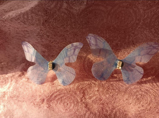 Korean Purple Blue Butterfly Stud Earrings