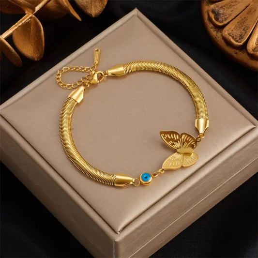 Butterfly Charm Golden Anti-Tarnish Bracelet