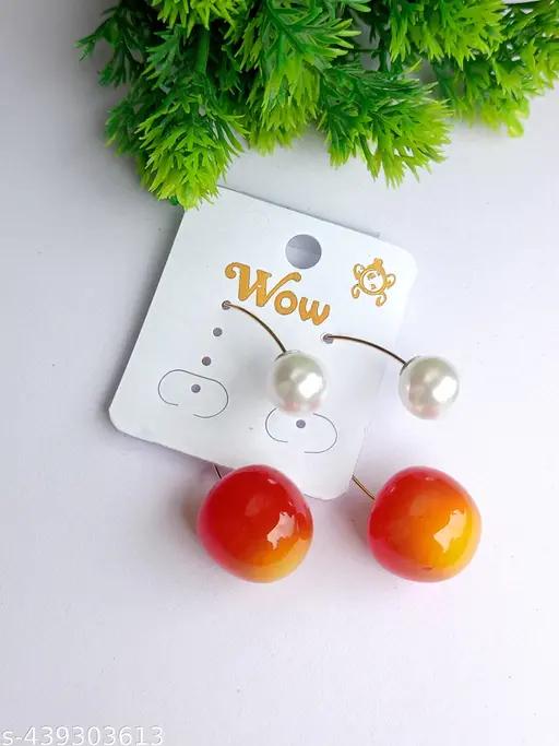 Cherry Drops with Pearls Earrings