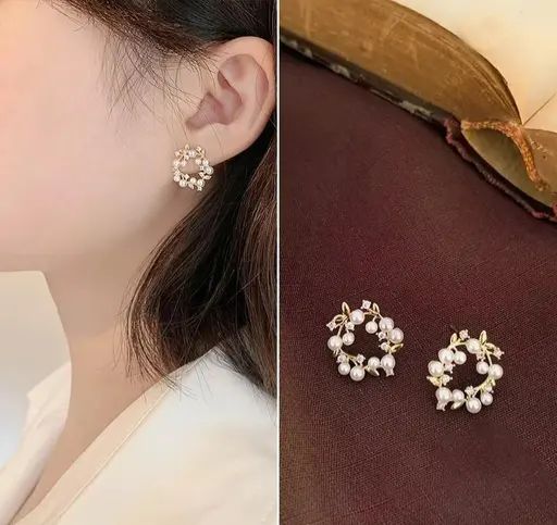 Korean Floral Stud Earrings